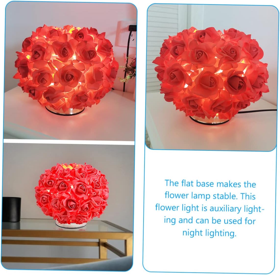 Mipcase Bedside Lamp Flowers Modern Table Lamp Lights Flowers Room Decor for Teen Girls for Girls Room