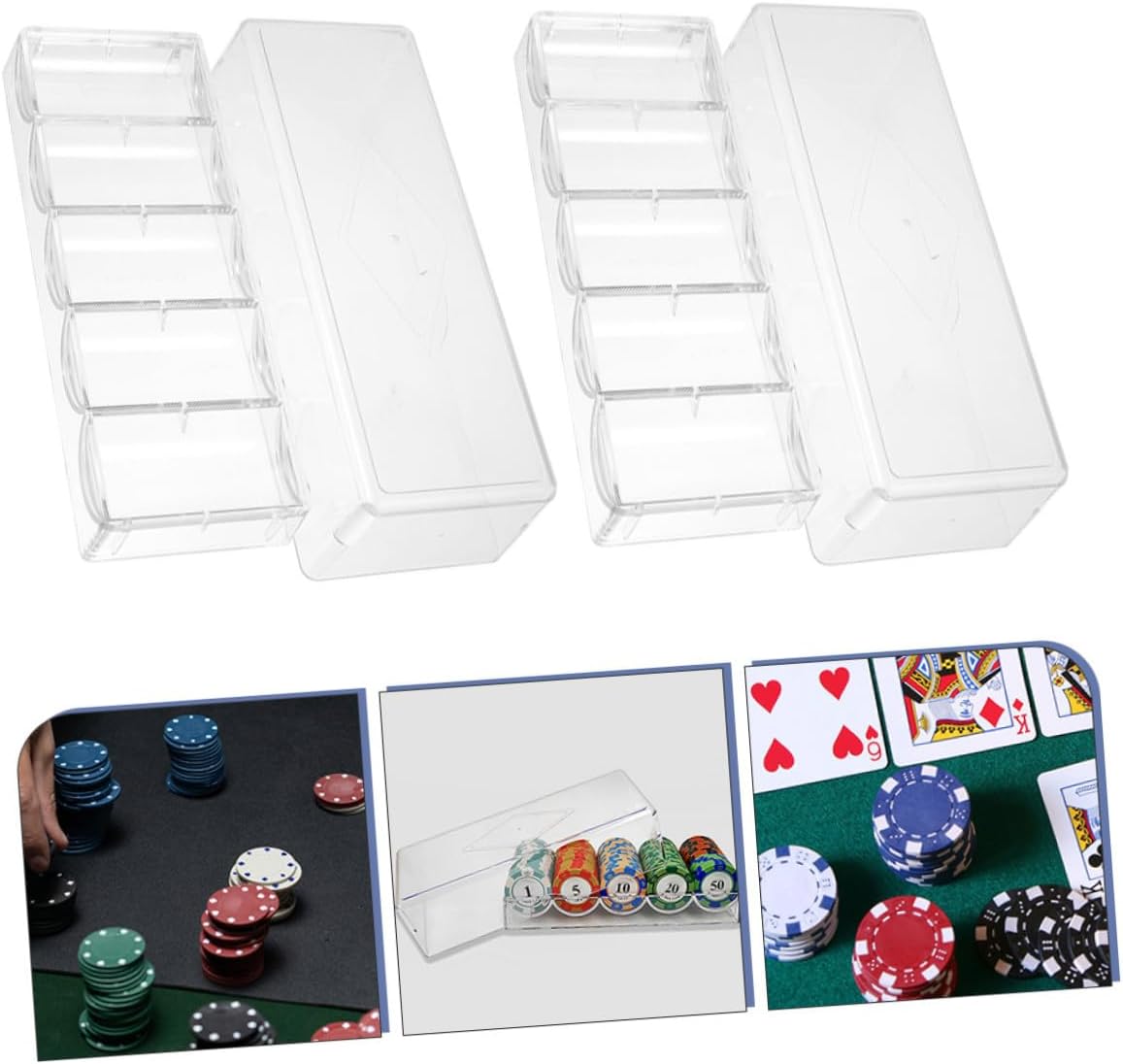 2pcs Poker Chips Tray Storage Bin Lids Cover Organizer Bin for Poker Chips Storage Lids Trays Case