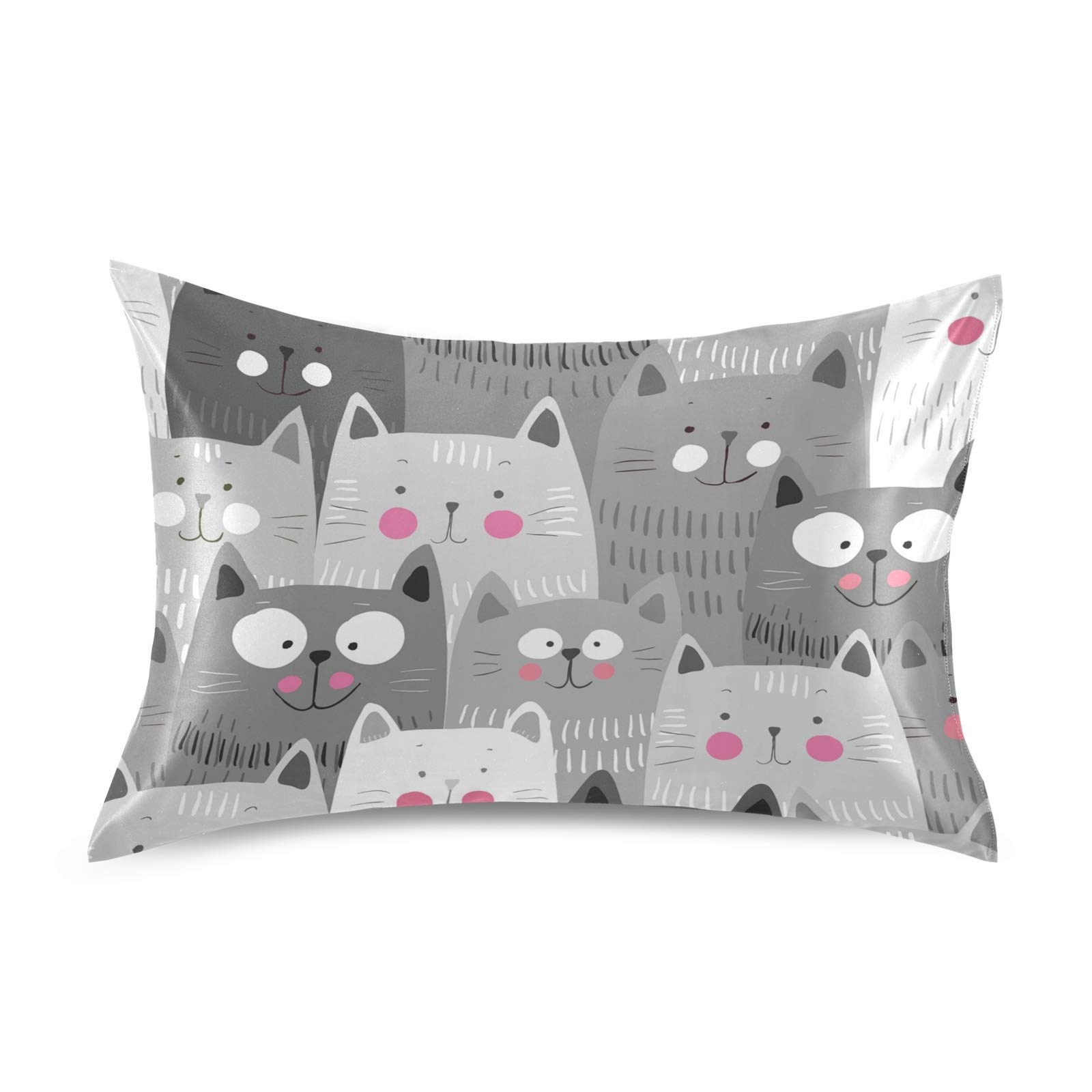 Taie d'oreiller en satin de chat sans fermeture éclair pour un sommeil doux