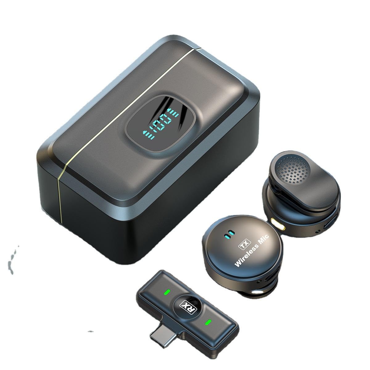 Q8 2-in-1 Wireless Magnetic Button Collar Microphone Noise Cancelling Lapel Mic Plug and Play 164ft Range for YouTube Vlog Video Recording-picture-30