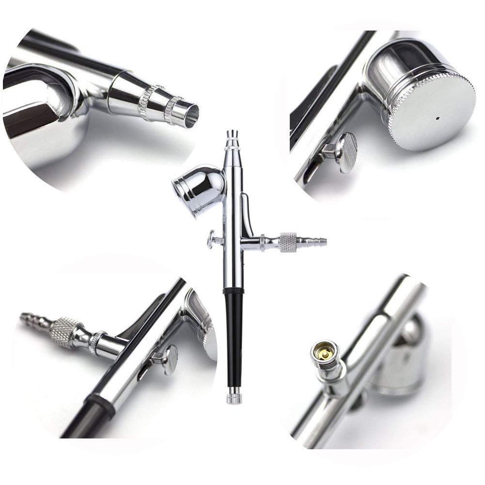 Aerografo Doppia Azione gravità Alimentare 0,3mm ugelli Pistola Aerografo Set per Verniciatura Tatuaggi Nail Art Trucco Make up Spray Modellismo Pasticceria …
