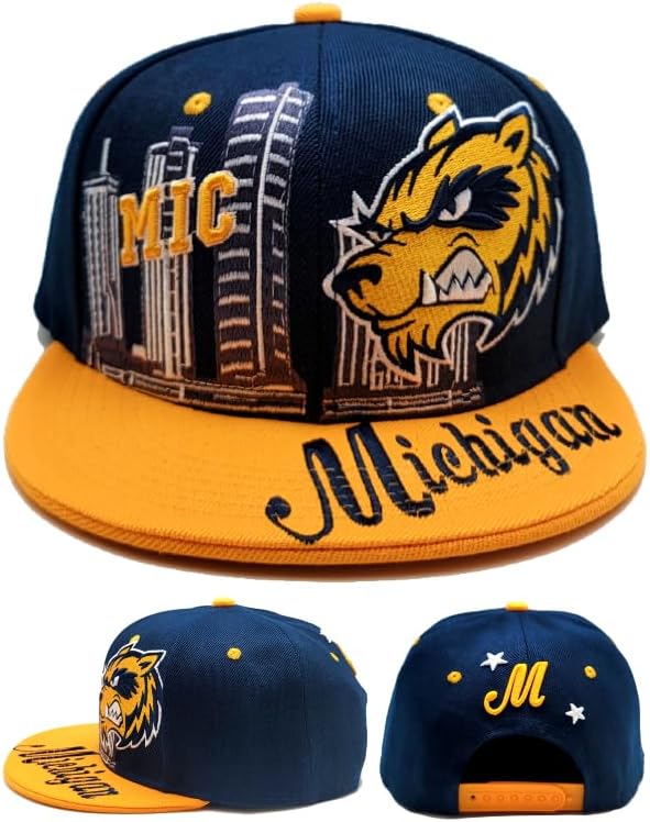 Michigan New Leader Premium Downtown Blue Yellow Era Snapback Hat Cap