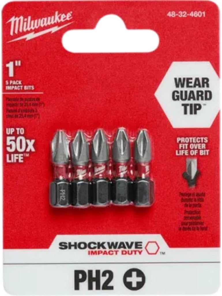Milwaukee 48-32-4601 Shockwave Insert Bit Phillips #2, 5-Pack