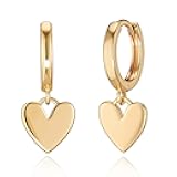 VACRONA Gold Heart Hoop Earrings Huggie Earrings for Women 14k Gold Plated Small Hoops Earrings