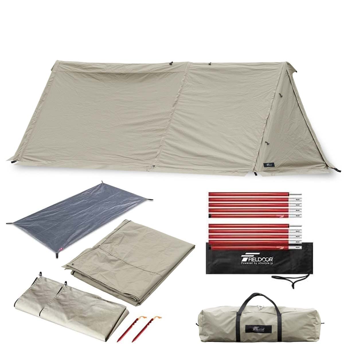 Amazon.co.jp: FIELDOOR アウトレット パップテント450 【TC カーキ