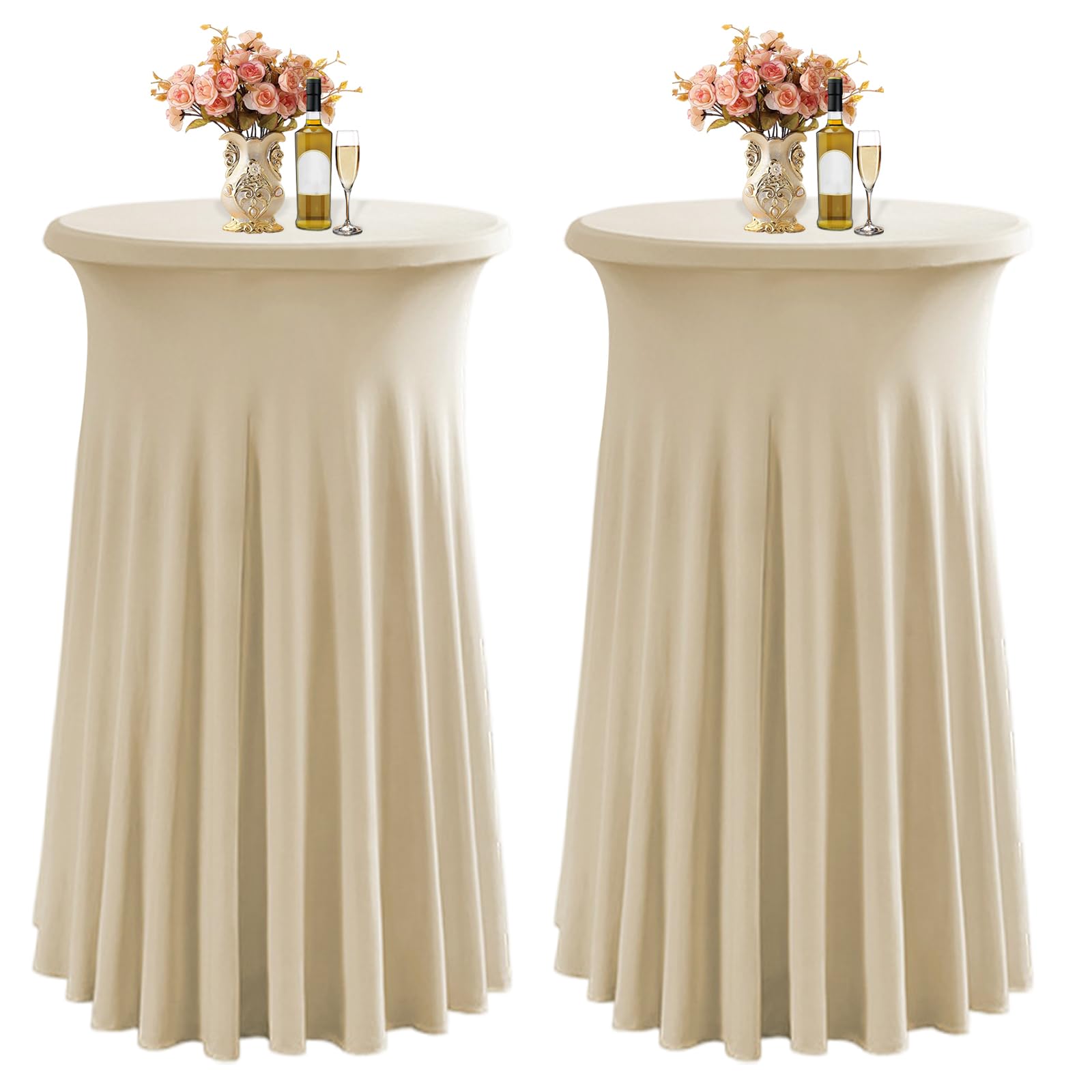 Nappe de cocktail ondulée 80x110 cm en spandex champagne pour table haute