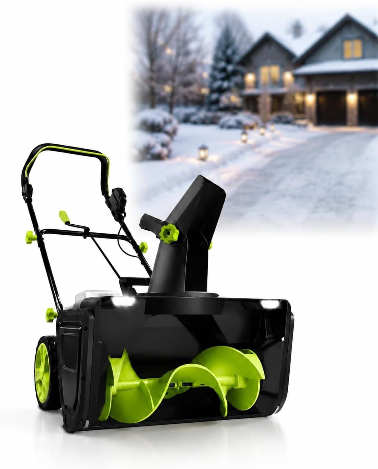 Soplador de Nieve sin Cable de 51 cm, Motor de 3500 W con 2 baterías para Limpieza de Entrada