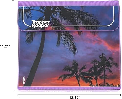 Miniatura 8 de Mead Carpeta Trapper Keeper, diseño retro, carpeta de 1 pulgada con carpetas y bolsillos, capacidad para papel de 8-12 x 11 pulgadas, palmeras