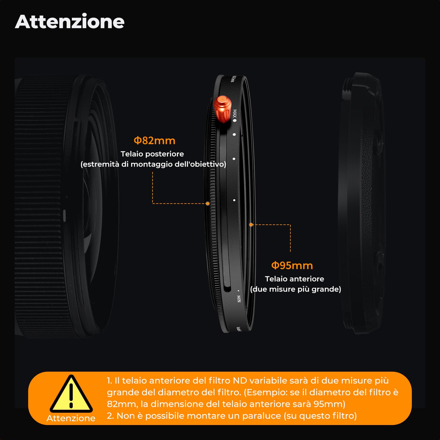 K&F CONCEPT Nano-X 2 in 1 Filtro Polarizzatore Variabile ND2-32 (1-5 Stop) in Vetro Ottico con Nano-Rivestimento a 28 Strati per obiettivi 58mm