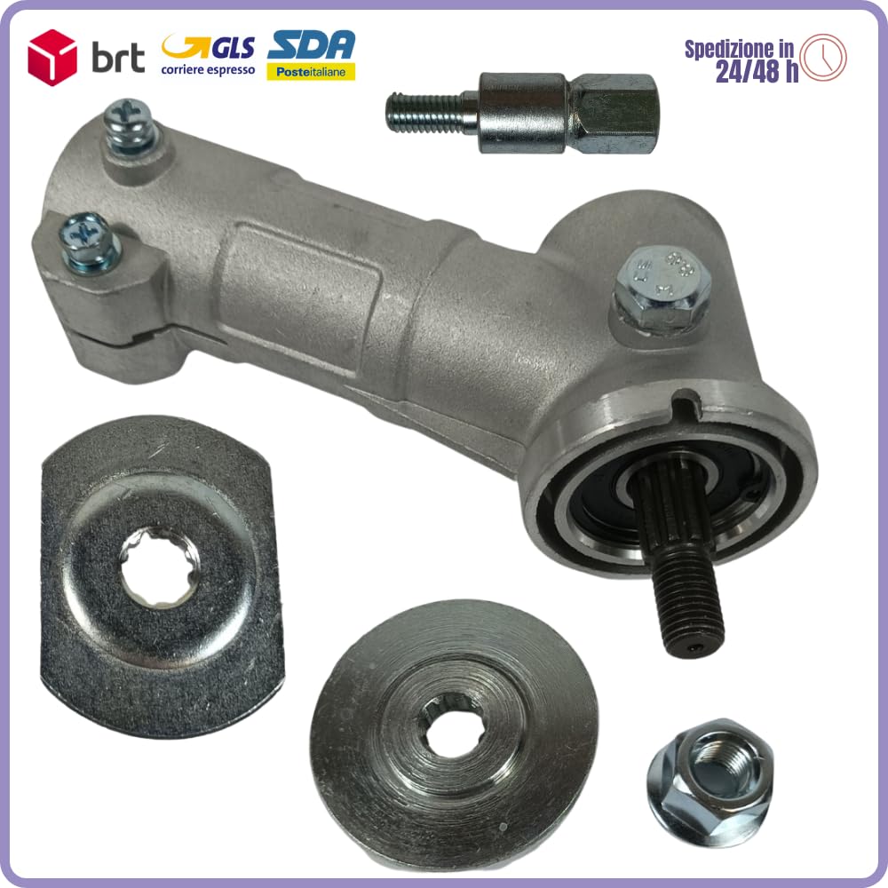 Coppia Conica Universale per Decespugliatore Ø24-28 mm con 5 Adattatori + Inserto Quadro o Scanalato e dentato tipo z7 9 10 denti a Scelta (Coppia conica + inserto quadrato mm 5,4)