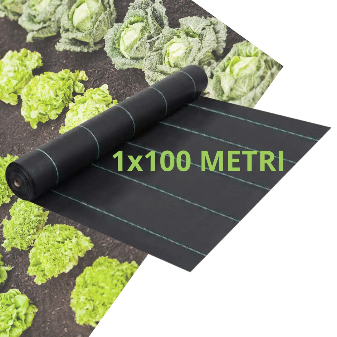 Tata Home Telo Pacciamatura 1x100 Metri 100g/m² Telo Anti Erbacce per Orto Giardino Tessuto Permeabile all'Acqua Stabilizzazione ai Raggi UV Barriere Contro Le Erbe Infestanti Colore Nero