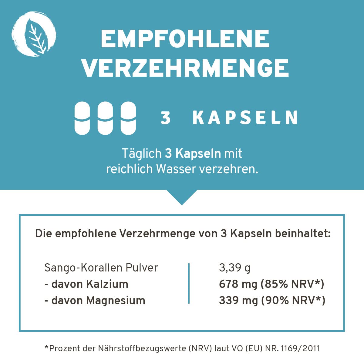 InnoNature Sango Meereskoralle Kapseln | natürliches Magnesium und Calcium aus der Sango Meereskoralle | 90 Kapseln, 678 mg Calcium, 339 mg Magnesium, laborgeprüft, vegan & hergestellt in DE