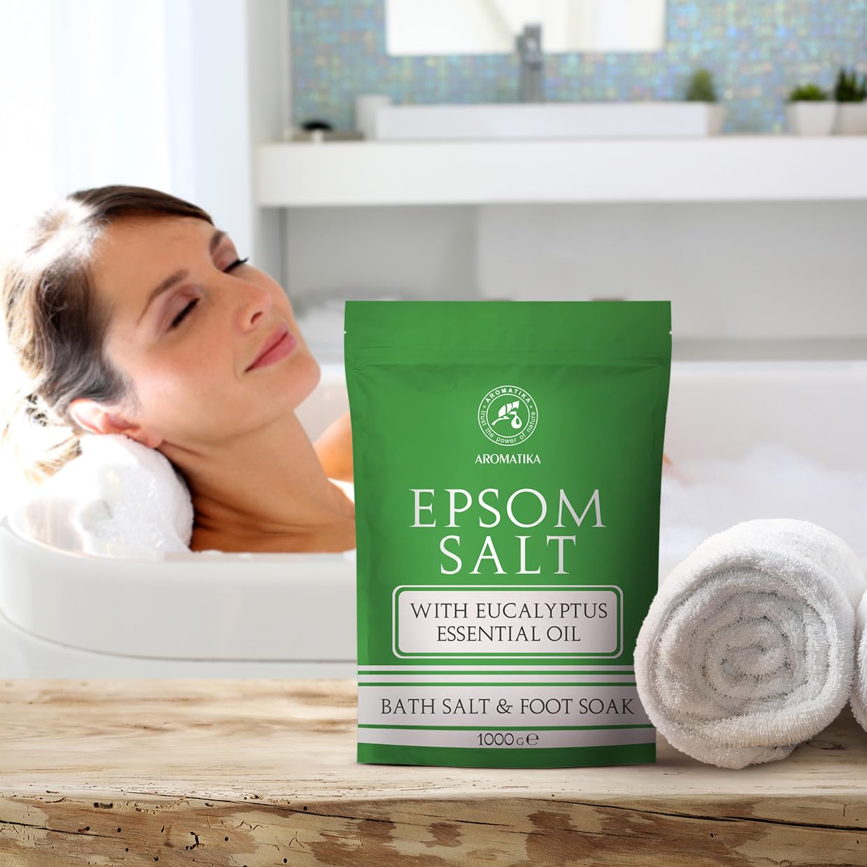 sel de Bain epsom Set 3x1000 g - Sel de Bain Epsom - Huile Essentielle de Eucalyptus & de Lavande - Relaxant - Détente