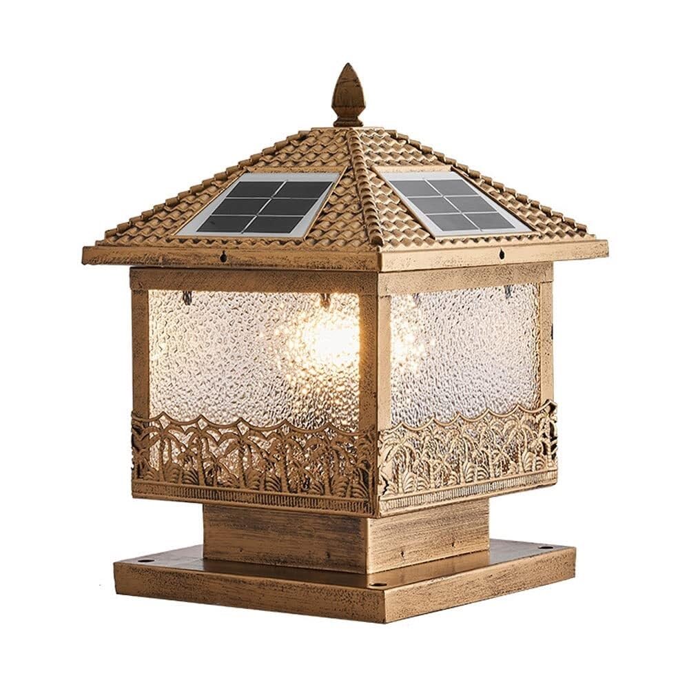 QUSYZD Solar Solar Post Lights Outdoor Chinese Solar Patio Post Lamp Villa Garden Exterior Pillar Lamp for Courtyard Garden Landscape Lamp,