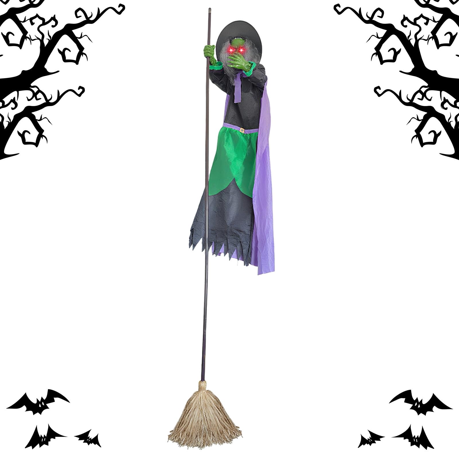 Scopa da Decorazione Halloween Decorazione Halloween Volante di 3 Metri | Per Esterni Porta Giardino Recinto Ingresso Soffitto Portico Fuga