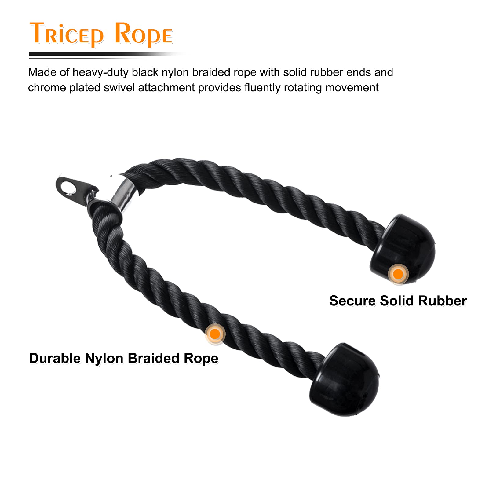 Kabelzug Griffe Trizepsseil Set, Rudergriff Trizeps Seil Kabel Latzug Griff für Home Gym Bodybuilding Arm Schulter Krafttraining