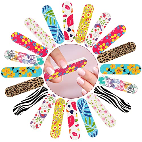 JSRQT 100 limas de uñas mini limas de uñas de doble cara set manicura arte uñas archivo para uñas de gel en casa y salón uso desechable