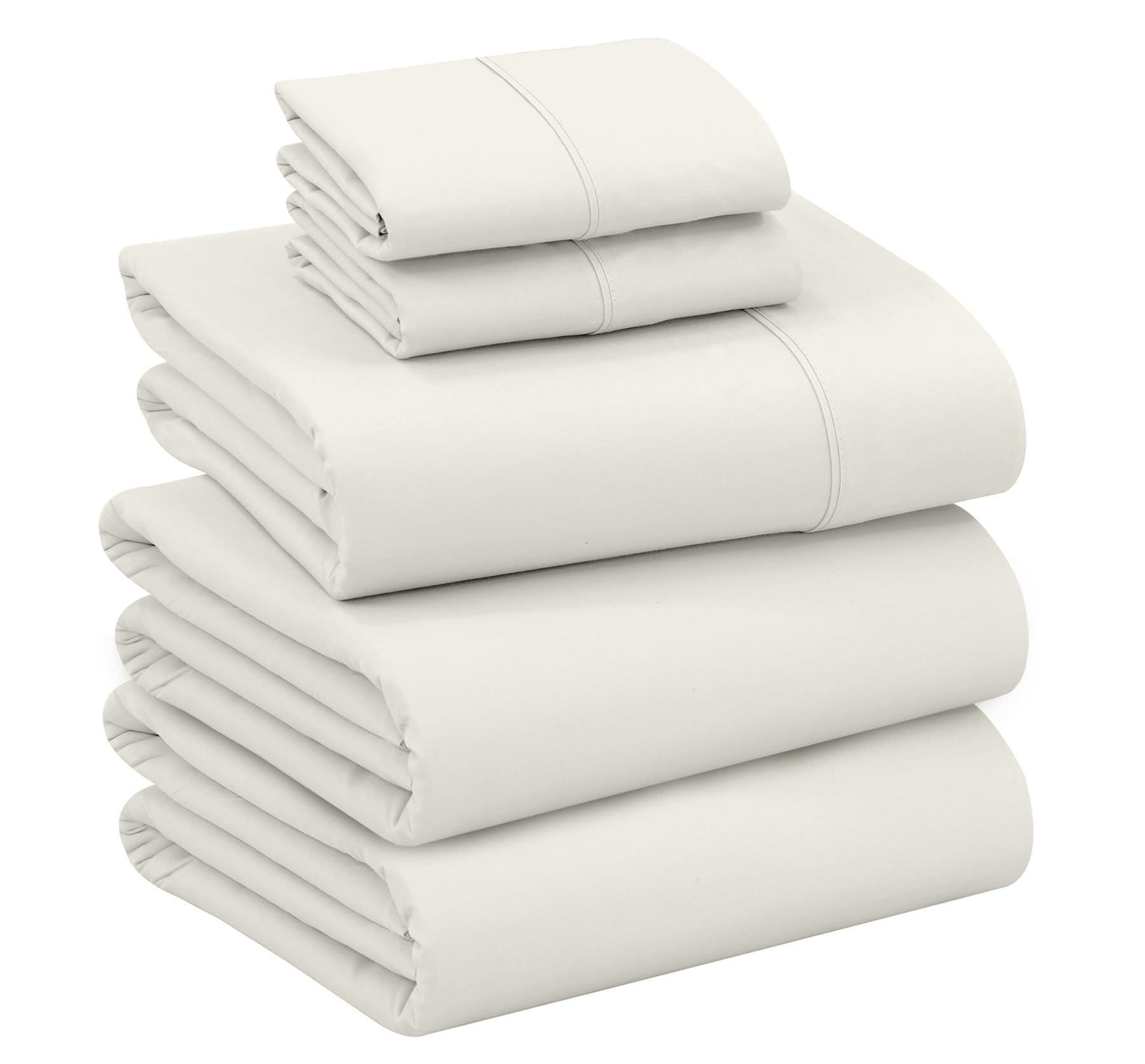 RUVANTI 100% Cotton Split King Sheets, Percale Sheet Set, Ivory