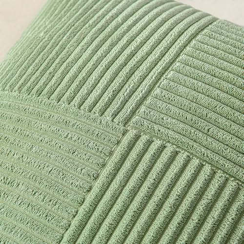 Image of MIULEE Sage Green Decorative Throw Pillow Covers 18x18 Inch for Couch Bed Sofa Pack of 2 Boho Farmhouse Throw Pillows Soft Cross Corduroy Patchwork Textured Cushion Cases