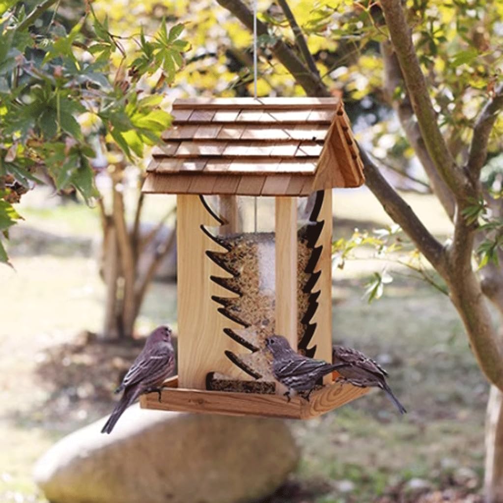 Karmnik dla ptaków Vogels Kantine Wilde Vogel Feeder Blokhuis Vorm Hangende Vogelvoer Zaadkast met Staaldraad voor Balkon Gazon Tuin
