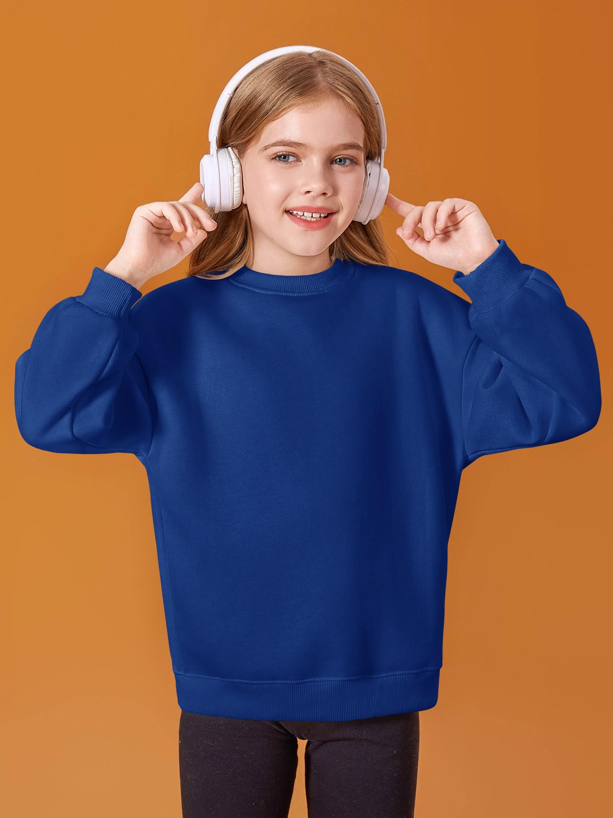 Haloumoning Sudaderas de gran tamaño con cuello redondo para niñas, de forro polar, con hombros caídos, de 5 a 14 años