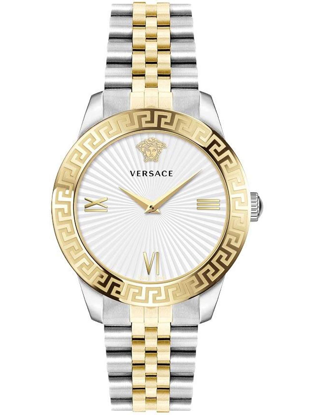 Buy Versace Greca Signature Women's Watch Silver Gold Steel White Dial