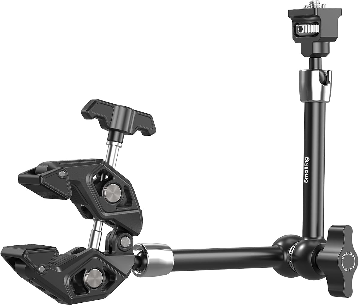 12.9 Inches Magic Arm Clamp, with 1/4 Screw & Anti-Deflection Pin | Clamp Mount for GoPro/for Insta360 /for DJI Action/for DSLR/for Light/for Monitor/for Phone - 5312