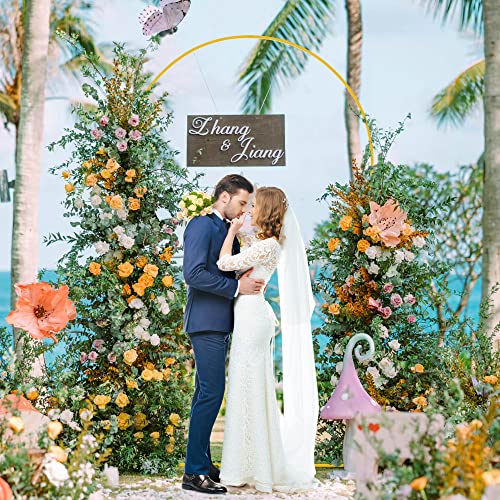 Image of Putros Wedding Arch Stand Gold 8FT Metal Balloon Arched Backdrop Stand for Wedding Ceremony Birthday Party Bridal Baby Shower Decoration