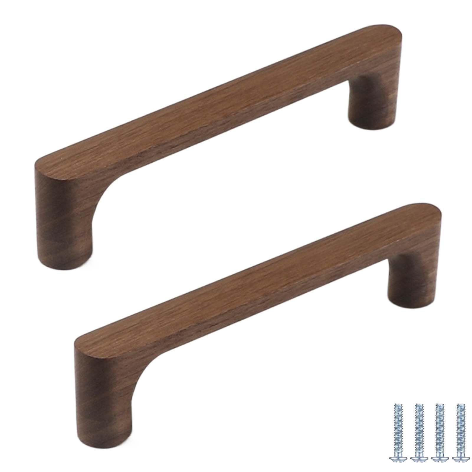 Erere Walnut Wood Cabinet Pulls, Decorative Wardrobe Handles For Kitchen Bathroom