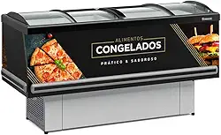 Ilha Expositor p/Congelados e Resfriados GESV-190CPR Plus Preta Vidro Curvo Deslizante Gelopar - Preto - 110V
