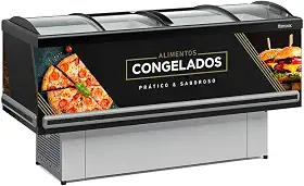 Ilha Expositor p/Congelados e Resfriados GESV-190CPR Plus Preta Vidro Curvo Deslizante Gelopar - Preto - 110V