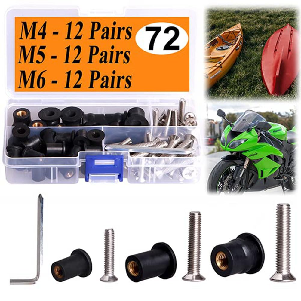 Fawiwpse 36 works Neoprene Well Nuts With Stainless Steel Screw M5/M6 Brass Copper Bolts Well Nut Kit, Black - Image 4