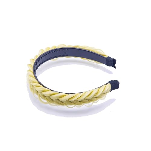 Miniatura 4 de RPZL (SPARKLY BLONDE 613) Diademas trenzadas de pelo sintético, ligera, antideslizante, diadema trenzada desordenada, diadema de dos hebras anchas