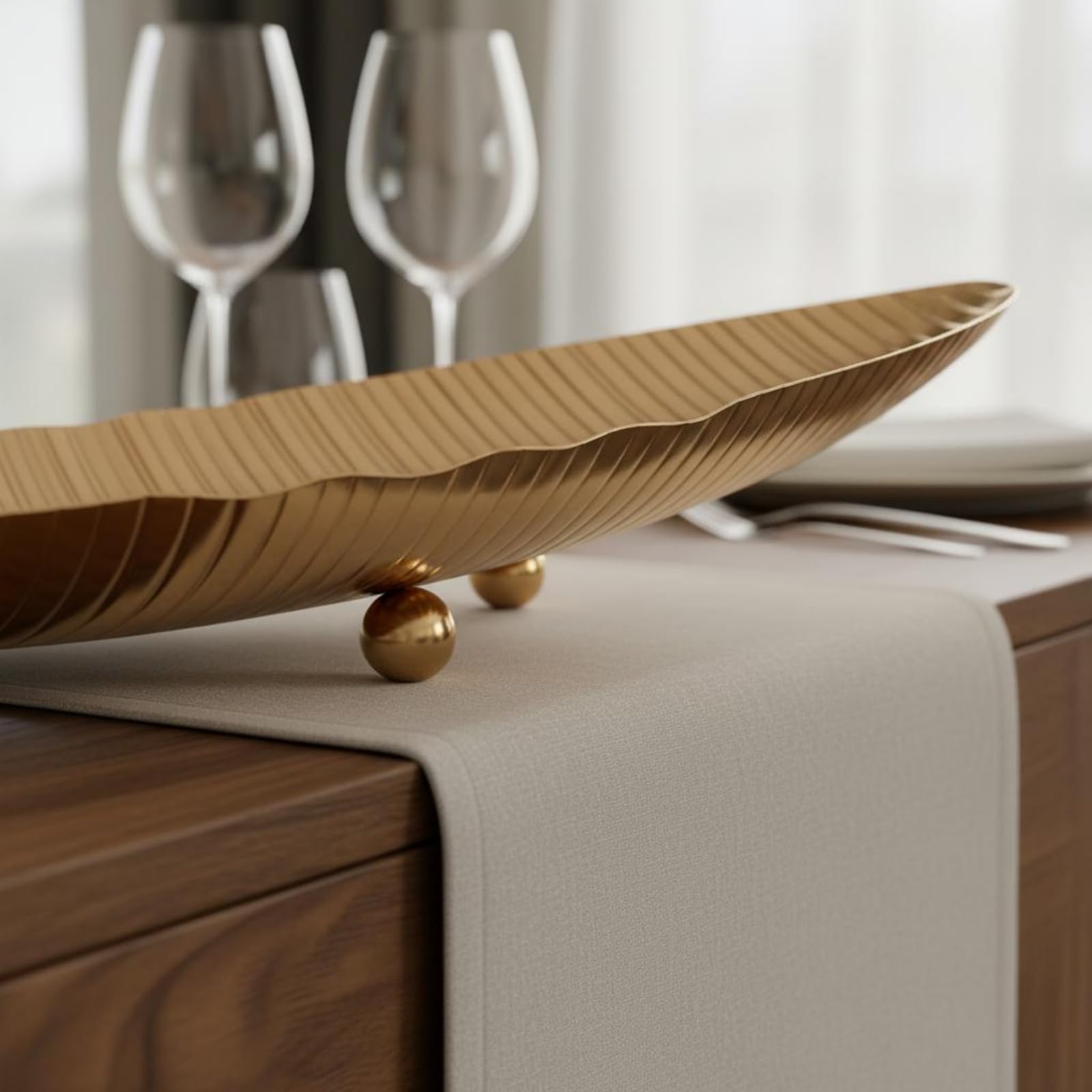 Fuente de Servicio de Pescado Bandeja Platter Servidor en Acero Inoxidable para Alimentos con Apariencia Moderna y Textura Martillada Adecuada para, Oro Rosa, 470X140XH60MM