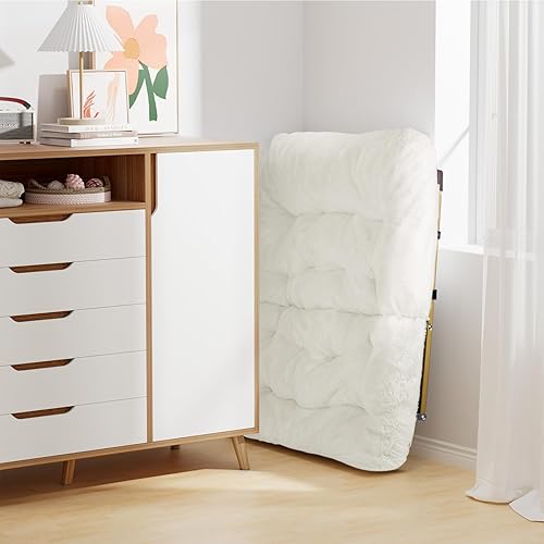 Miniatura 8 de YaFiti Comfy Saucer - Silla plegable de piel sintética de gran tamaño para dormitorio y sala de estar, silla suave y perezosa, silla lunar con marco