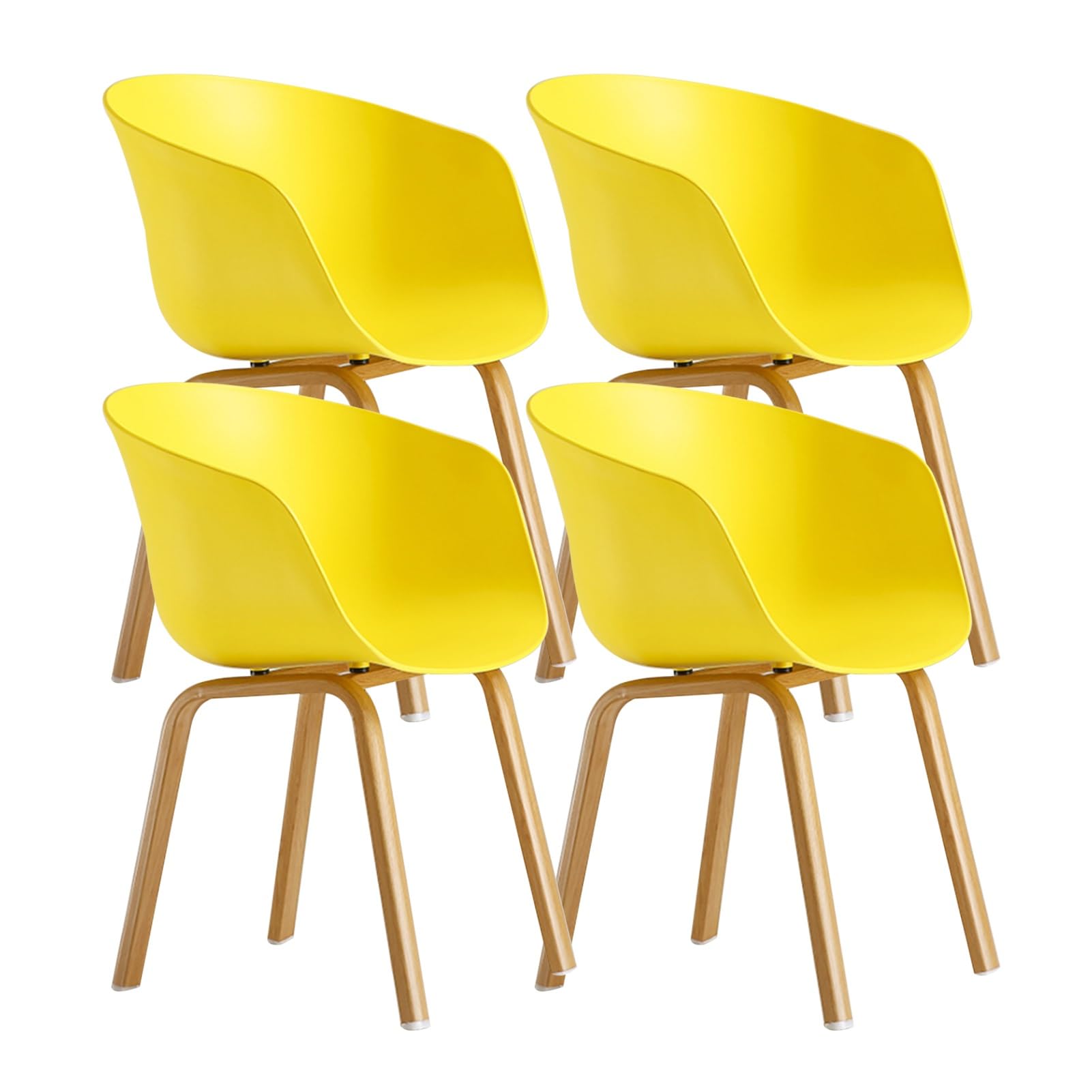 SJIALEN Dining Chair Set of 4,Leisure Plastic Chair Coffee Restaurant Hotel Marriage Room Backrest Negotiate Office Reception Chairs Kitchen Chair (Color : Yellow)