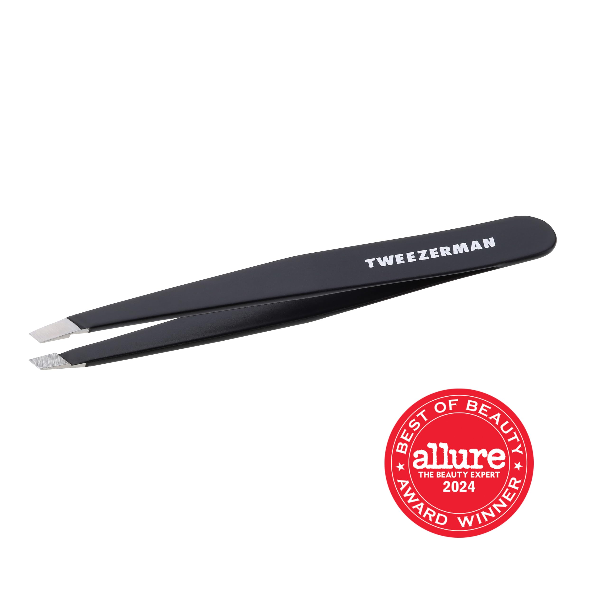 TWEEZERMAN Pinza (puntas de precisión inclinadas afiladas a mano, calidad profesional, ergonómica, para cejas, acero inoxidable) — view 2