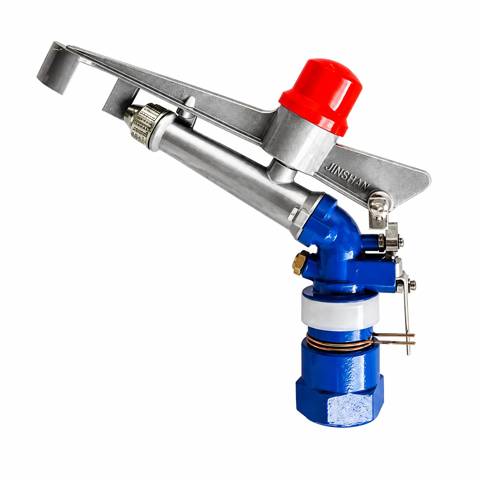 Spruzzatore a pioggia da 2,5 cm, in lega di alluminio, lungo raggio di 20 m, regolabile a 360°, resistente spruzzatore per colture agricole, pascoli e soppressione della polvere