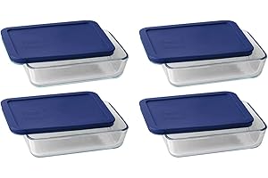 Transparent 3 Cup Storage Plus Rectangle Dish With Airtight Plastic Covers (Set Of 4)