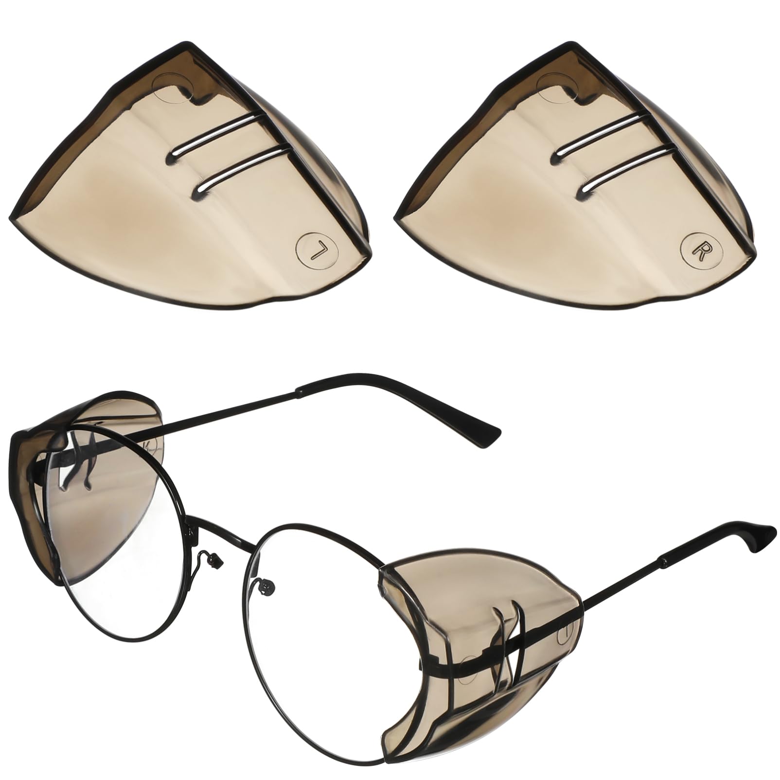SEWACC 2Paires Protection pour Lunettes Latérales Amovibles Tpu pour Lunettes de Sécurité Protection les Éclaboussures Confortables et Légères Marron Foncé