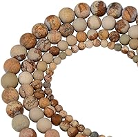 Vista 30 de Cuentas de piedra de jaspe Picasso natural mate de 0.236 pulgadas (0.236 in), piedras preciosas redondas sueltas para hacer joyas y pulseras, piedra