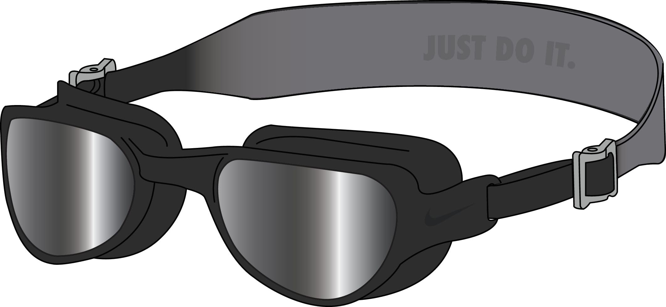 Nike Gafas de espejo de ajuste universal, color negro