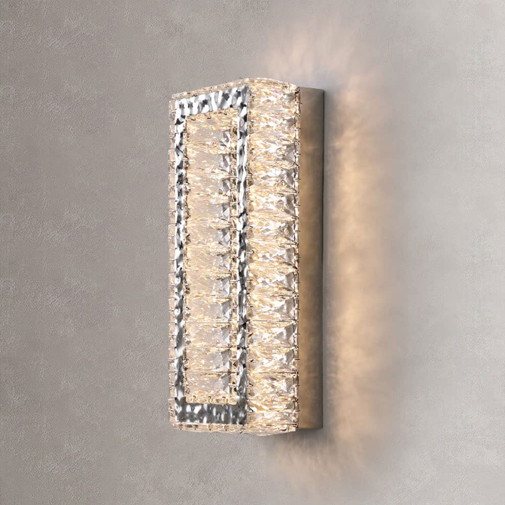 SXSCARKX Crystal Wall Sconce Postmodern Mount Lighting Fixture, Chrome Lamp LED Headboard Light, Bedroom Bedside Sconces Living Room Decor Wash Lights (Color : Cromo, Size 28cm)