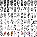 82 Sheets Temporary Tattoos Stickers, Fake Body Arm Chest Shoulder Tattoos for Men and Women, Halloween Temporary Tattoos Black Fake Skull Skeleton Tattoos for Halloween Cosplay