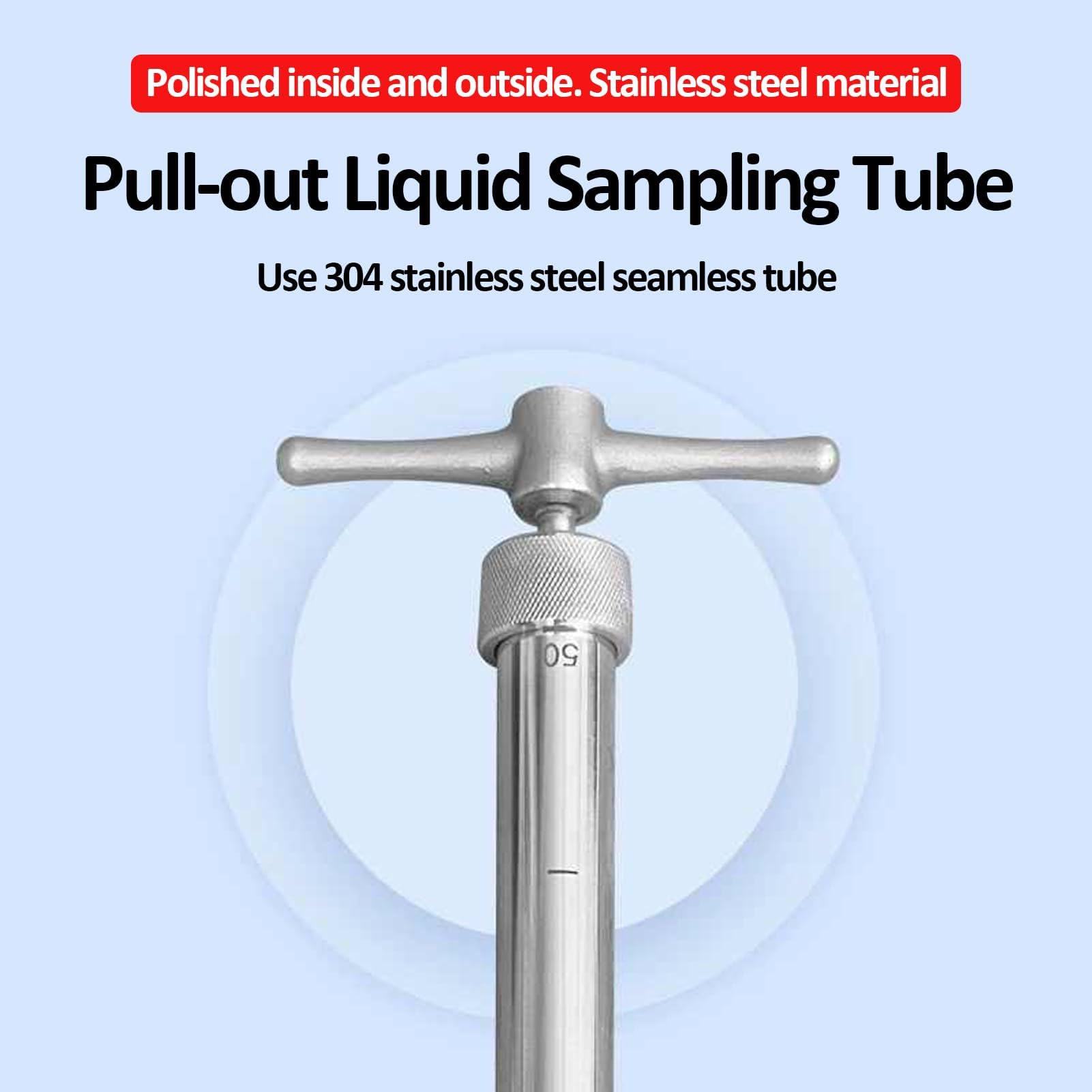 Campionatori liquidi in acciaio inossidabile 304, campionatori graduati per campionamento di liquidi per laboratorio, scuola e campionamento liquido industriale, design estraibile