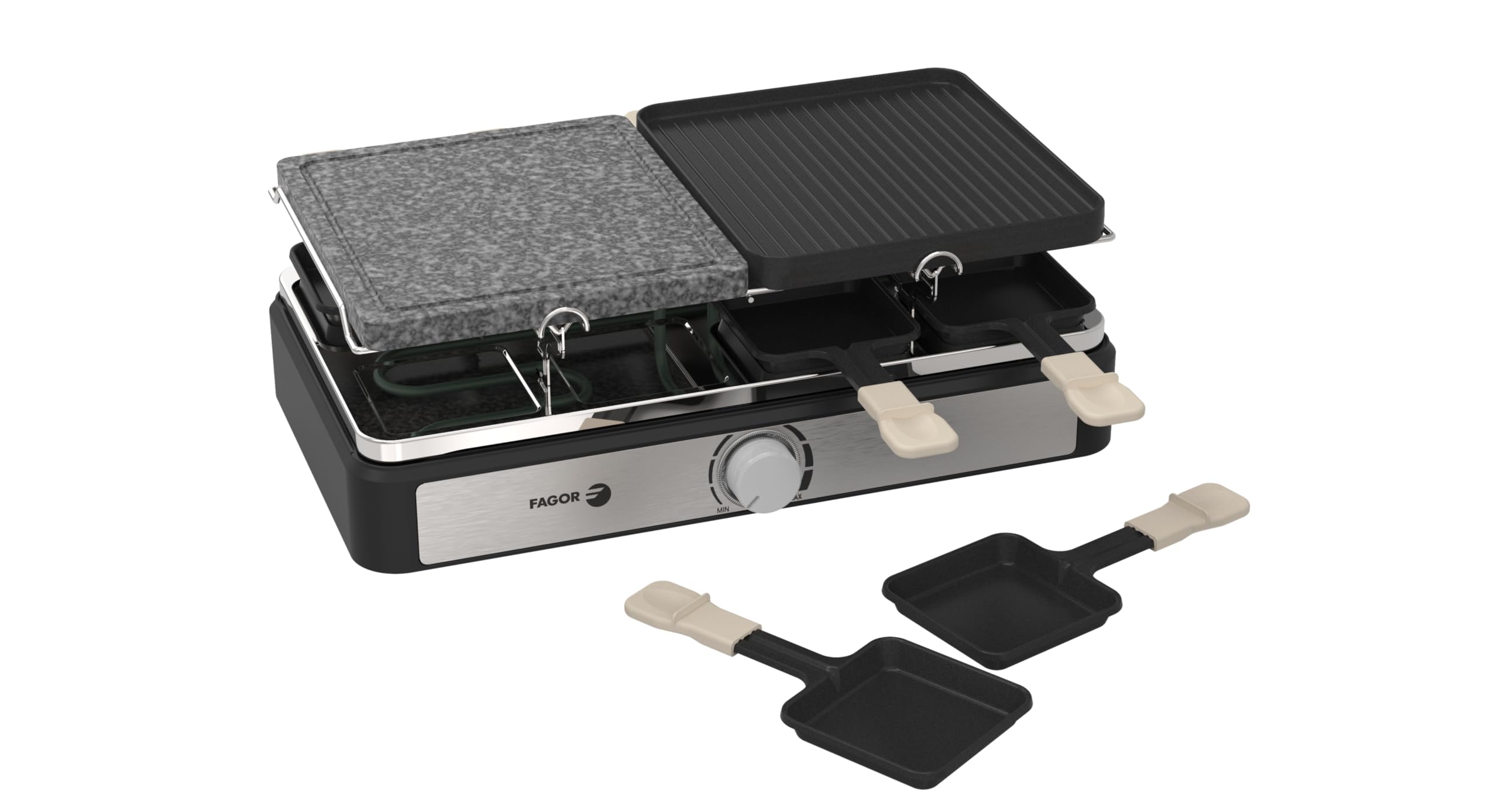 Raclette/Grill - FAGOR - FGRG8-8 personnes - Pierre de Cuisson - 1400W - Thermostat réglable