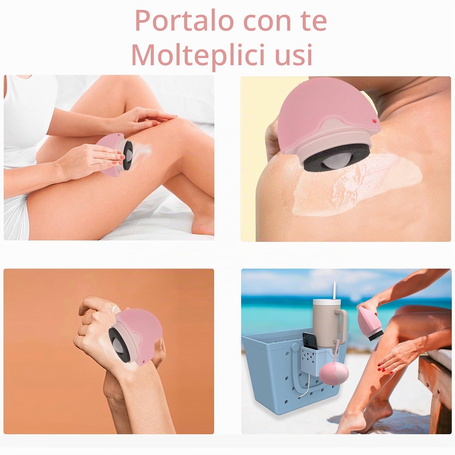 Applicatore Di Crema Solare A Rullo Ricaricabile - 1 Pezzo, Rosa, Spalma Sunscreen Applicator Dispenser, per L'applicazione Lozioni, Creme Solari, Lozioni il Corpo e Altro Ancora