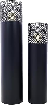 Lantern Column, Decorative Column for Garden in Industrial Design, Lantern for Outdoor and Indoor, Including Candles, Oriental, 37.5 & 29.5 in, Set of 2