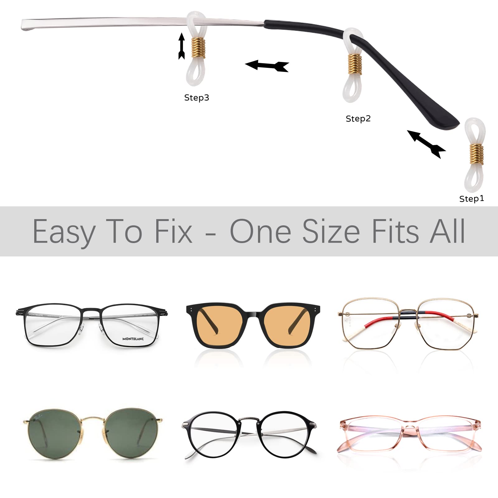 Cadena de Gafas Cadena de Gafas de Sol de Acero Inoxidable con 12 Extremos de Cadena de Gafas para Mujeres Hombres 3 Piezas