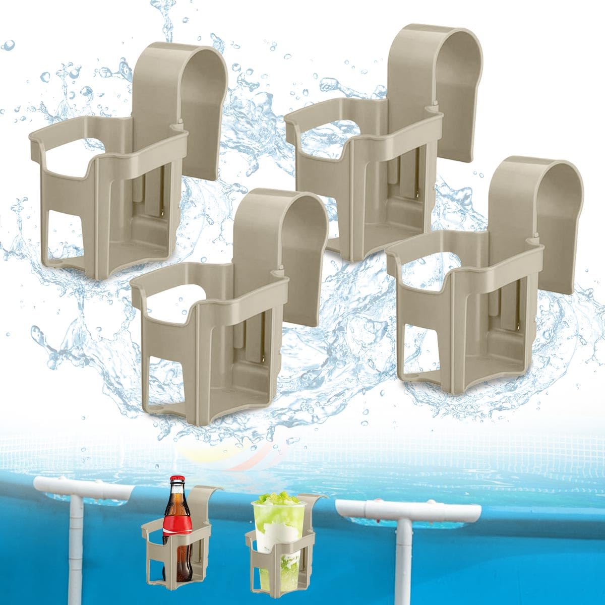 4 Pcs Portabicchieri per Piscina, Portabevande per Piscina, Portabicchieri Bordo Piscina, Portabicchieri d'Acqua per Piscine in Plastica, Accessorio per Piscina per Riporre Bevande e Piccoli Oggetti